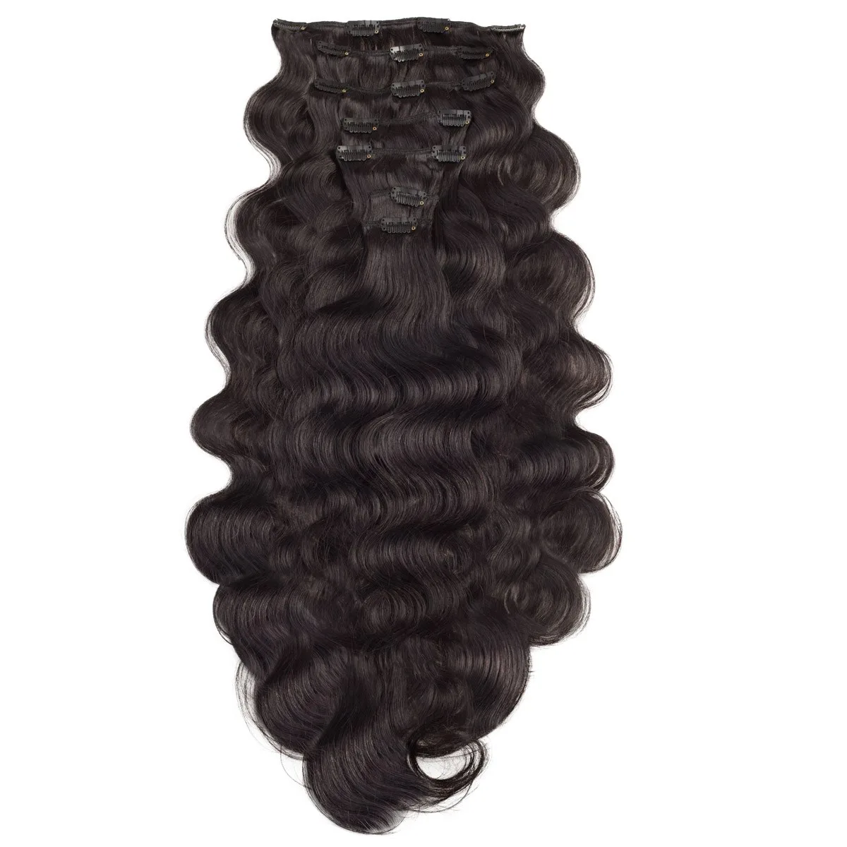 Rapunzel of Sweden Classic Clip-ins Beach Wave / Medium Volume / 7 pieces  60 cm 1.2 Black Brown