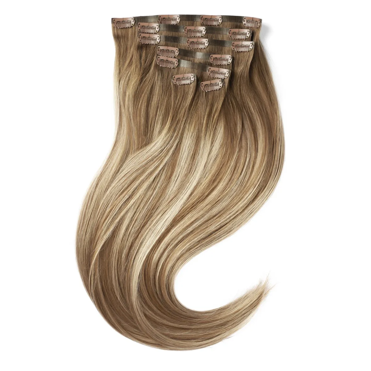 Rapunzel of Sweden Invisible Clip-ins Straight / Medium Volume / 7 pieces 50 cm Brown Ash Blonde Balayage B5.1/7.5