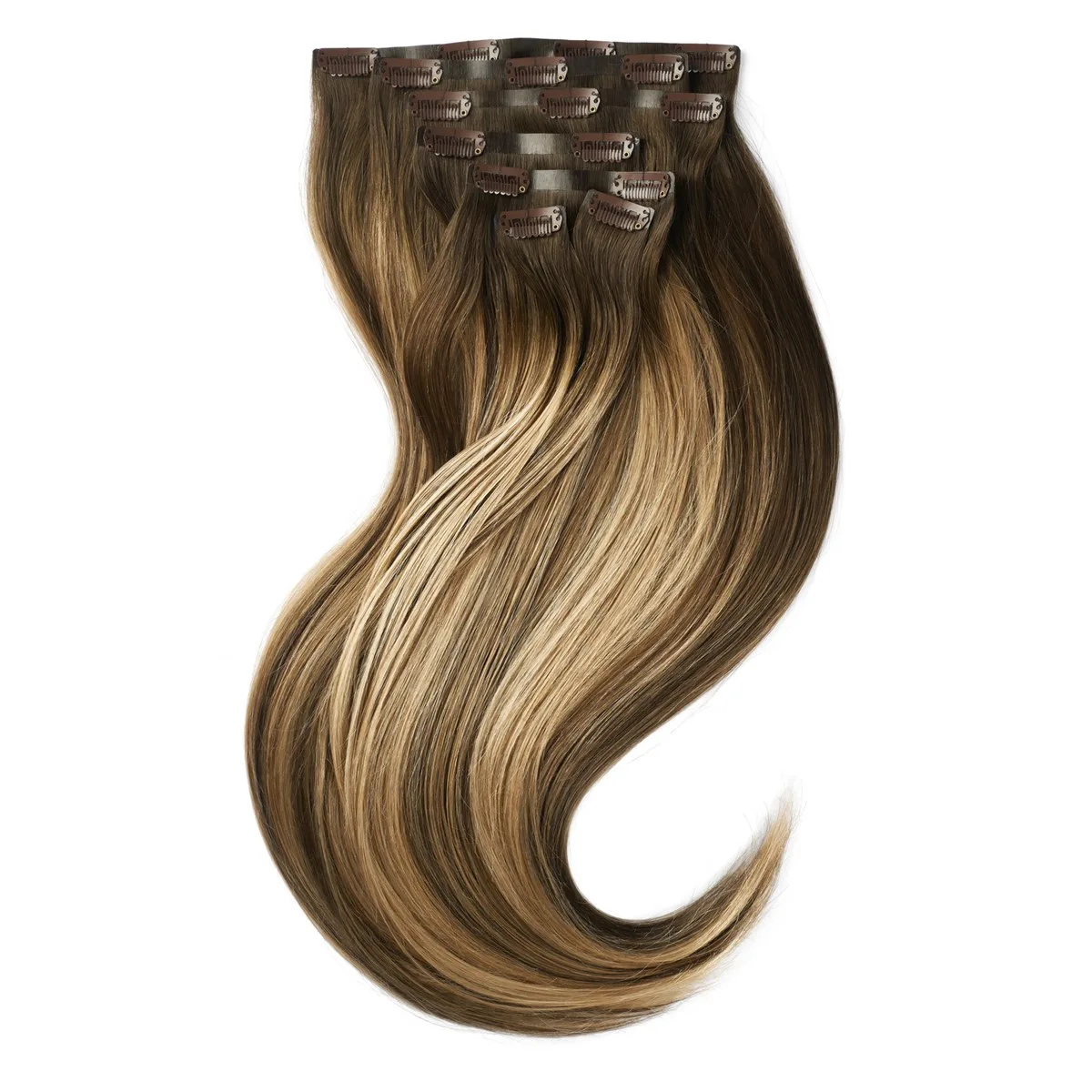 Rapunzel of Sweden Invisible Clip-ins Straight / Medium Volume / 7 pieces 50 cm Hazelnut Caramel Balayage B2.3/5.2