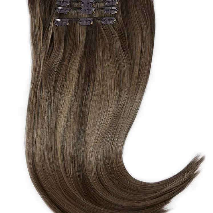 Rapunzel of Sweden Vegan Clip-ins Straight / Medium Volume / 5 pieces 50 cm Hazelnut Caramel Balayage B2.3/5.2