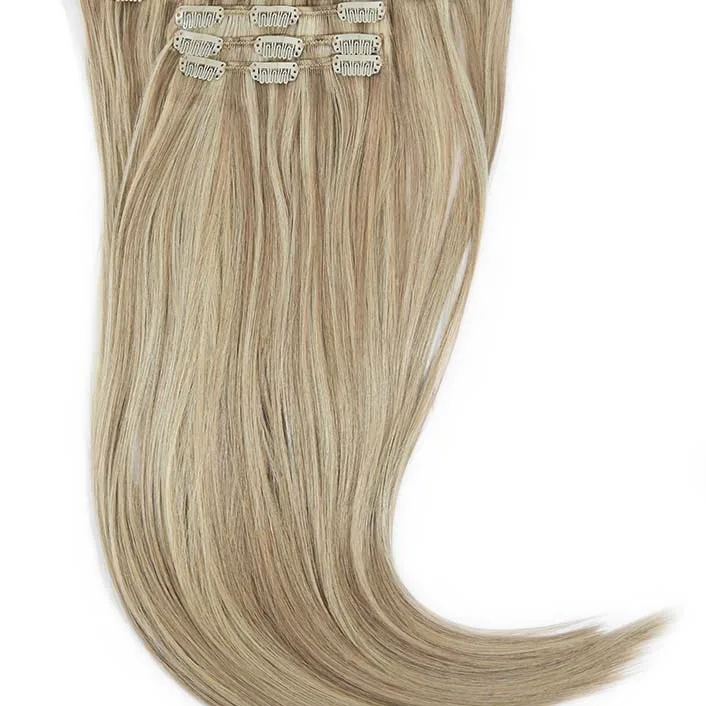 Rapunzel of Sweden Vegan Clip-ins Straight / Medium Volume / 5 pieces 50 cm M7.3/10.8 Cendre Ash Blonde Mix