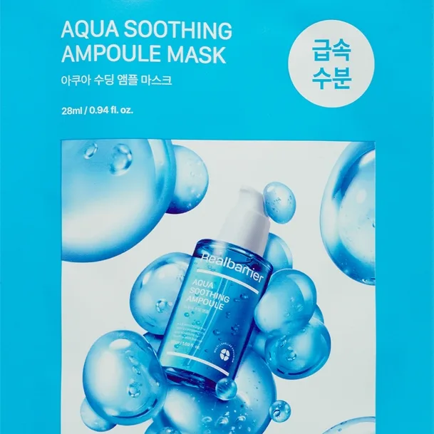 Real Barrier Aqua Soothing Ampoule Mask Lindrande arkmask för ansiktet 28 ml