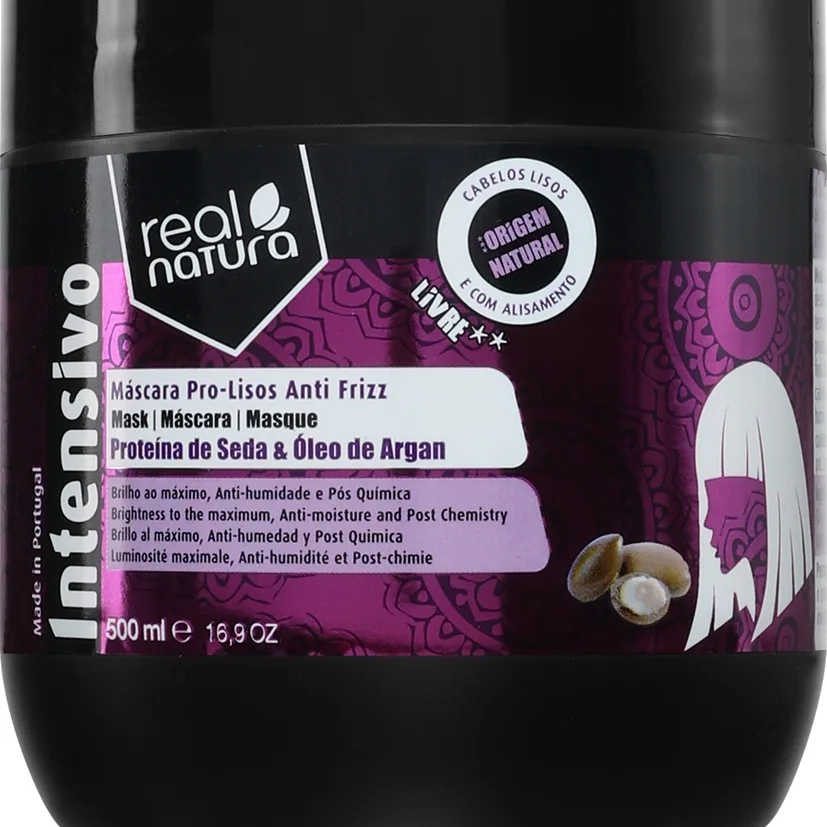 Real Natura Pro - Lisos Anti Frizz Hårmaske Til at behandle kruset hår 500 ml