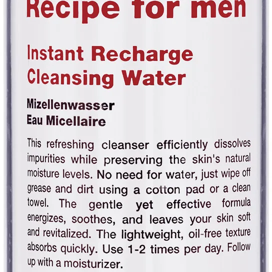 Recipe for Men Instant Recharge Cleansing Water - Nude - 100 ml