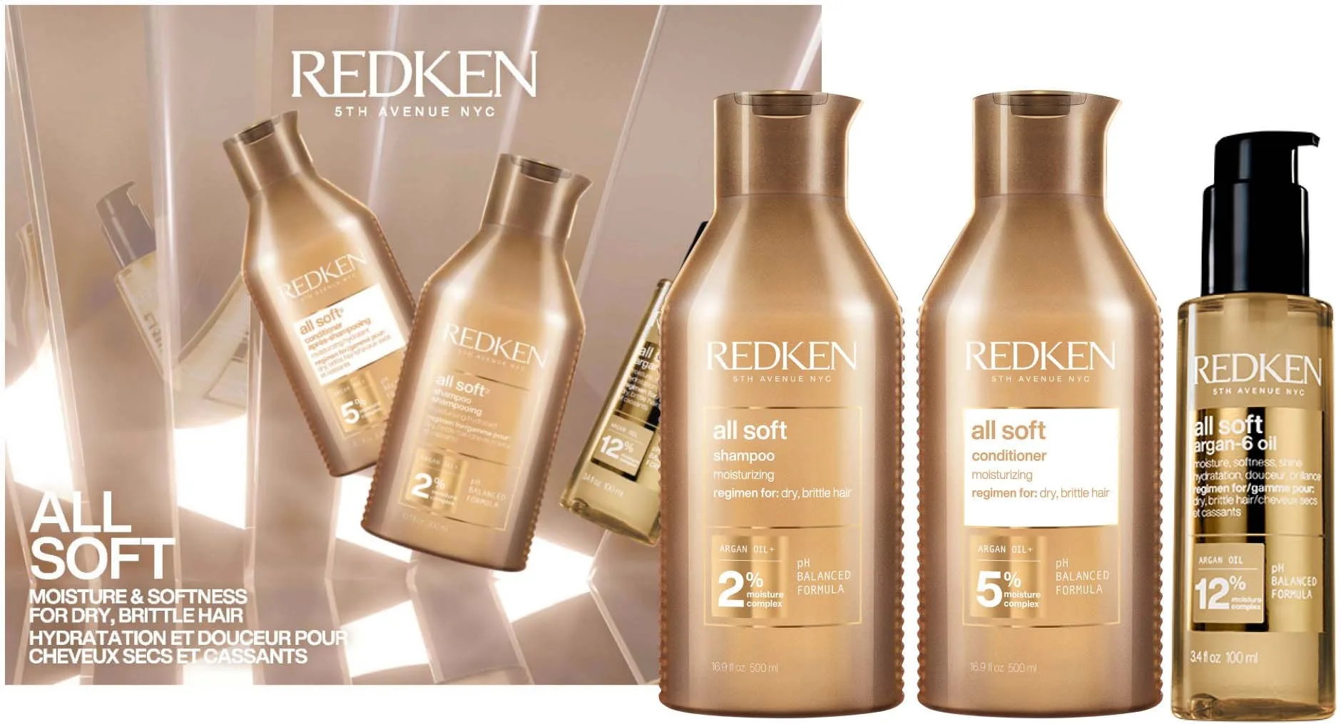 Redken All soft XMAS-hårplejesæt – Fugtgivende til tørt hår Hårplejesæt