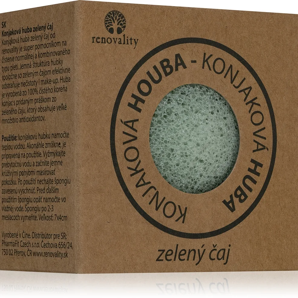 Renovality Konjac mushroom green tea Rengöringspuff för normal- och blandhud 7x4 cm