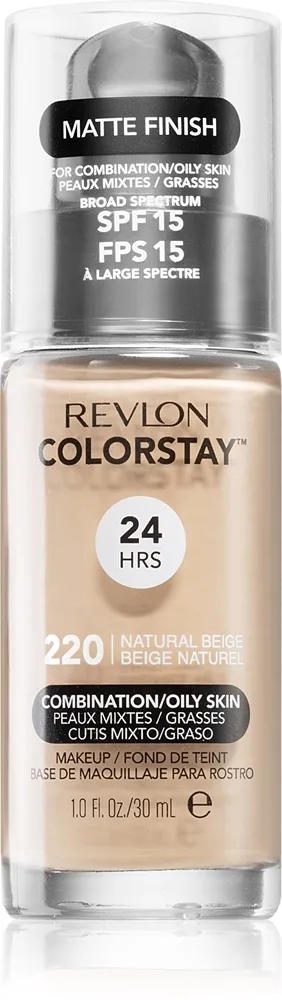 Revlon Cosmetics ColorStay™ SPF 15 Långvarig mattifierande foundation för fet och blandhud Skugga 220 Natural Beige 30 ml