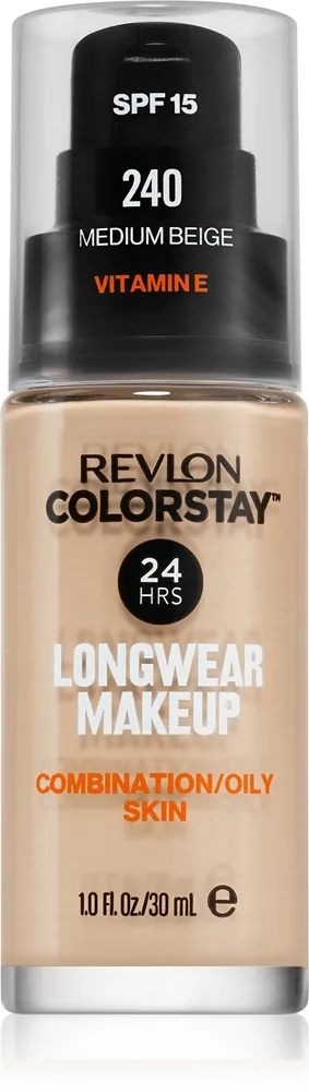 Revlon Cosmetics ColorStay™ SPF 15 pitkäkestoinen mattapinnan antava meikkivoide rasvoittuvalle ja sekaiholle sävy 240 Medium Beige 30 ml
