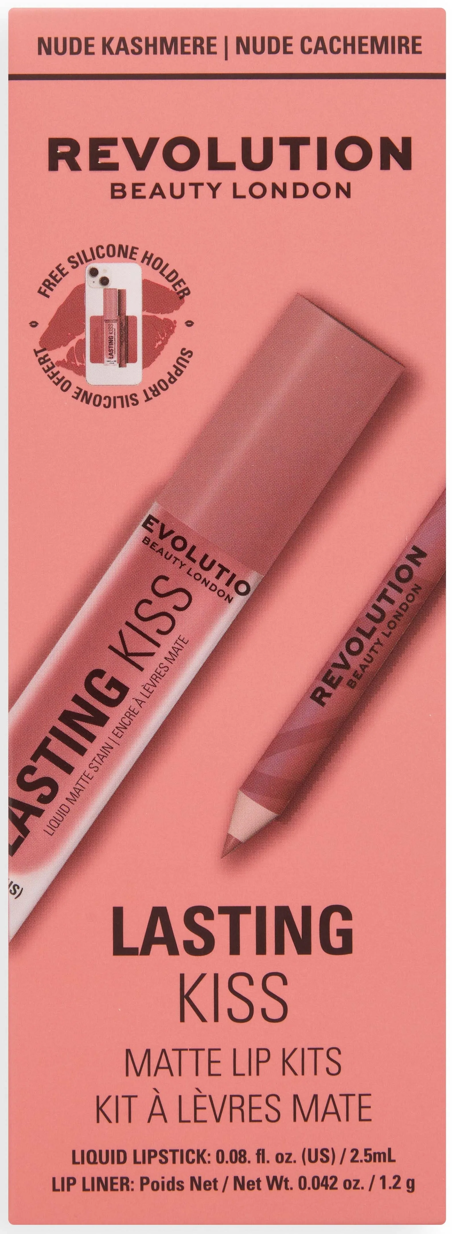 Revolution Beauty London Lasting Kiss Matte Lip Kit Nude Kashmere