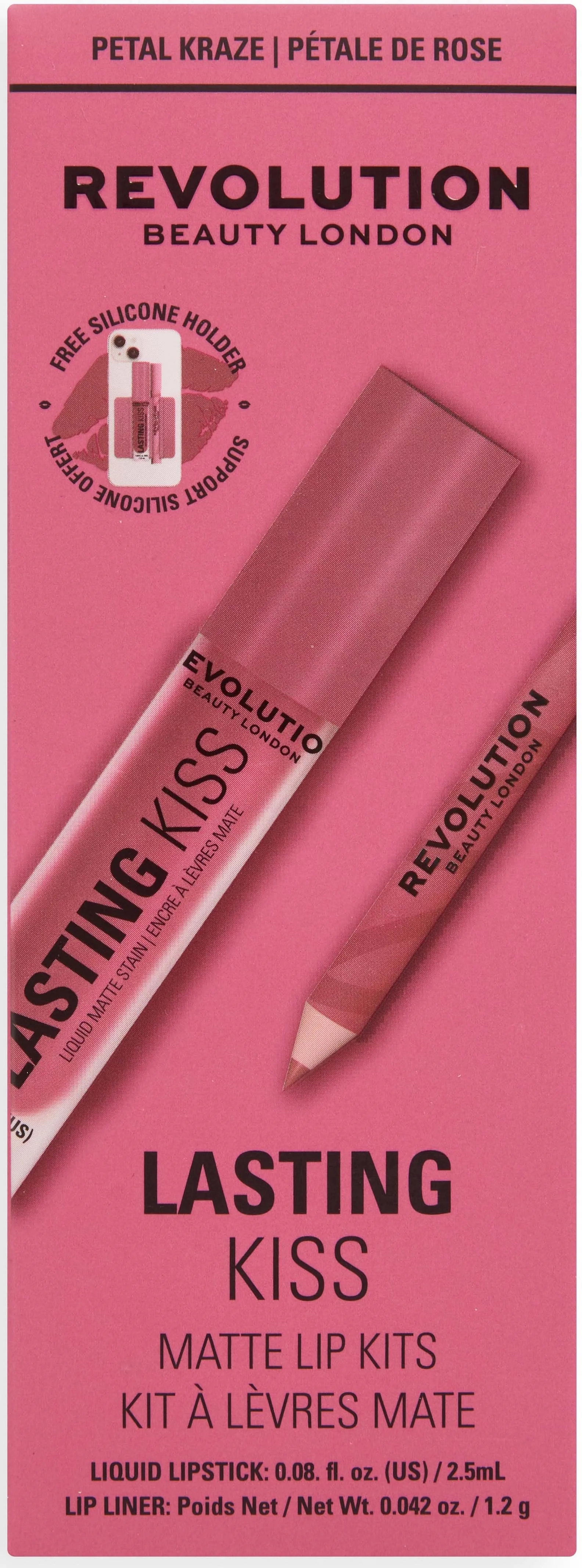 Revolution Beauty London Lasting Kiss Matte Lip Kit Petal Kraze