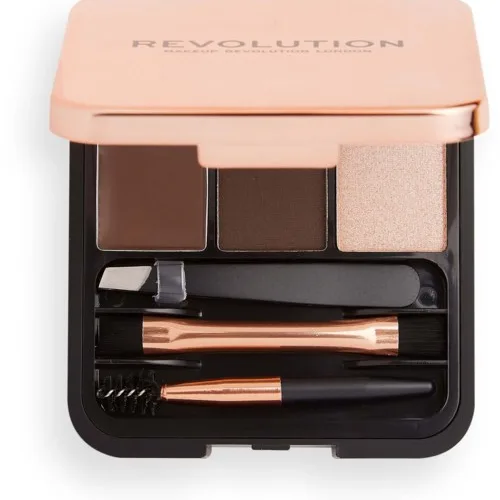 Revolution Brow Sculpt Kit Kit med perfekta ögonbryn Skugga Dark 2.2 g