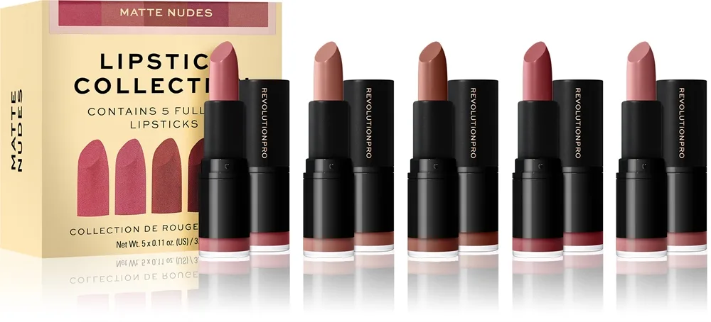 Revolution PRO Lipstick Collection Læbestift sæt Skygge Matte Nude 5 stk.