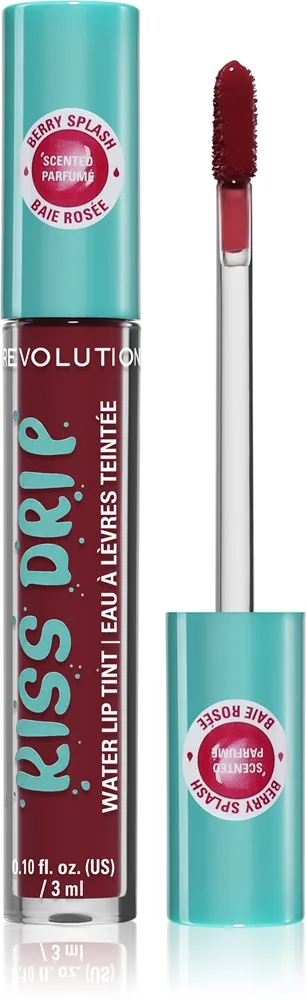 Revolution Kiss Drip Water Lip Tint Långvarig läppglans Skugga Berry Splash 4 ml