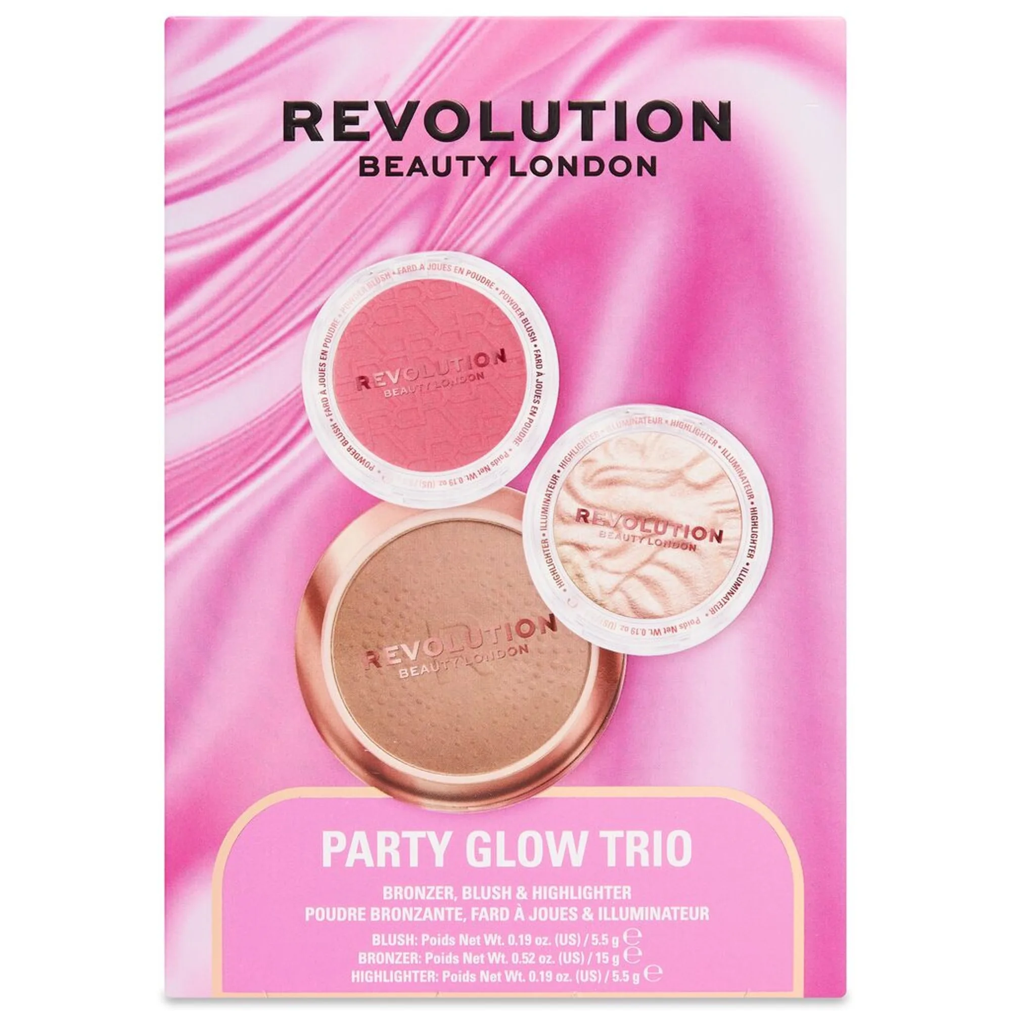 REVOLUTION Party Glow Face Powder Trio Kasvomeikkisetti