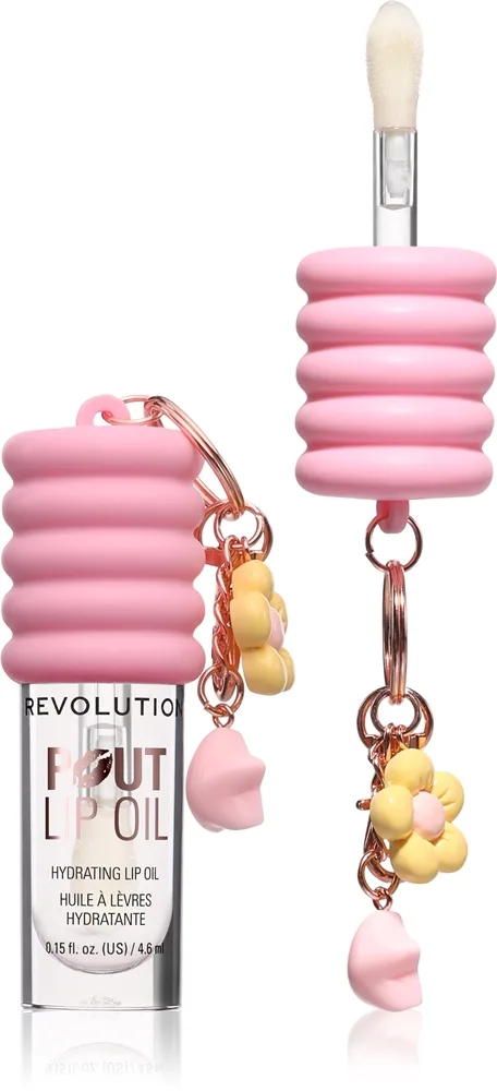 Revolution Pout Lip Oil With Charm Läppolja för nycklar Pink Charm 4.6 ml