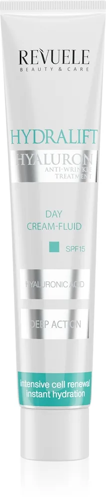 Revuele Hydralift Hyaluron Day Cream-Fluid kevyt kosteuttava fluidi sisältää hyaluronihappoa 50 ml