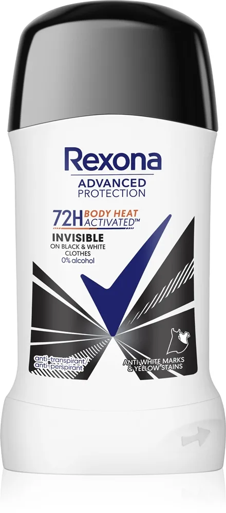 Rexona Advanced Protection Invisible Antiperspirantstift För att behandla vita och gula fläckar 50 ml