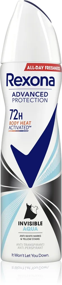 Rexona Advanced Protection Invisible Aqua Antiperspirant Spray För att behandla vita och gula fläckar Aqua 150 ml