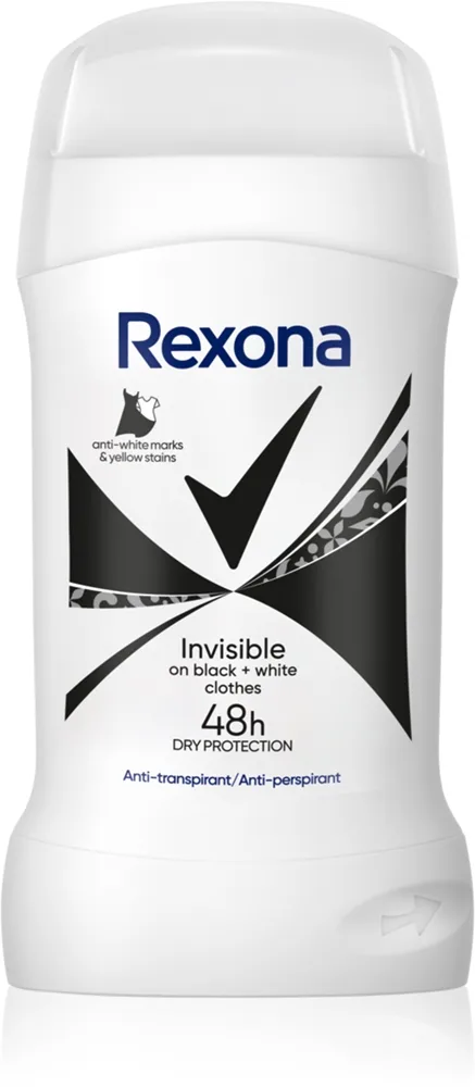 Rexona Invisible Black and White Antiperspirant Stick Til at behandle hvide og gule pletter 50 ml