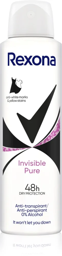 Rexona Invisible Pure Antiperspirant Spray Til at behandle hvide og gule pletter 150 ml