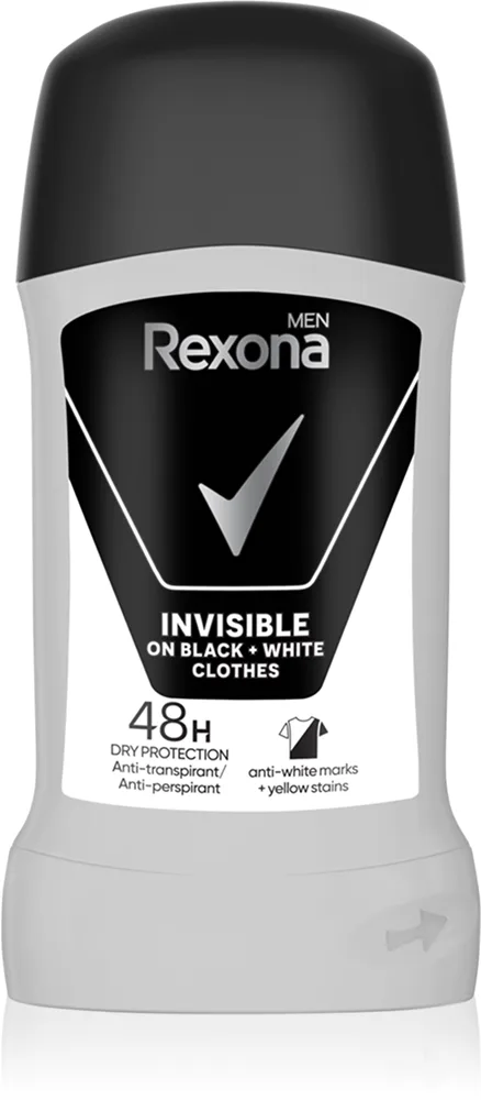 Rexona Men Invisible Antiperspirant Stick Til behandling af hvide pletter 48 H 50 ml