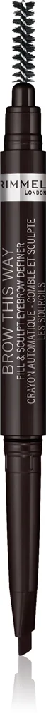 Rimmel Brow This Way kulmakynä mukana harja 2in1 sävy 004 Soft Black 0,25 g