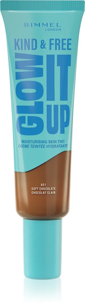 Rimmel Kind & Free Glow It Up Let farvet fugtighedscreme Skygge 601 Soft Chocolate 30 ml