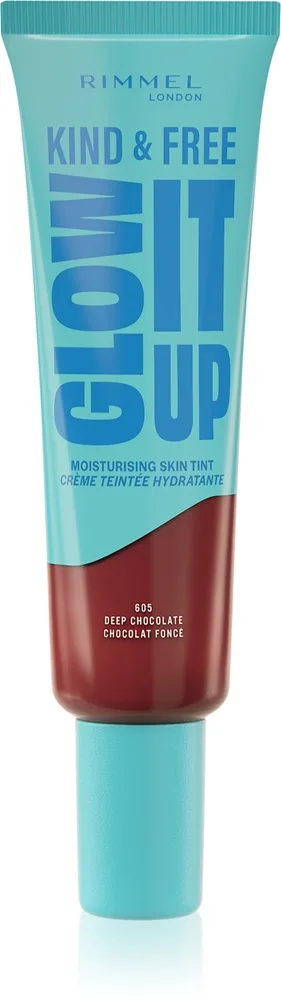 Rimmel Kind & Free Glow It Up Let farvet fugtighedscreme Skygge 605 Deep Chocolate 30 ml
