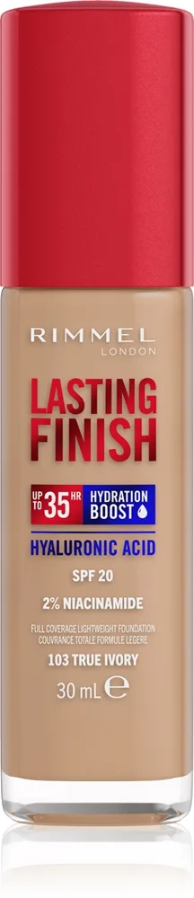 Rimmel Lasting Finish 35H Hydration Boost Återfuktande foundation SPF 20 Skugga 103 True Ivory 30 ml