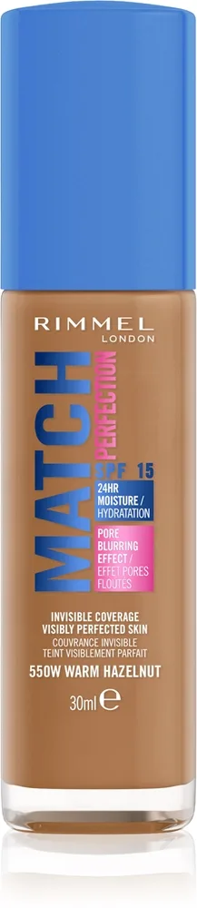 Rimmel Match Perfection Flüssiges Make-Up SPF 15 Farbton 550W Warm Hazelnut 30 ml