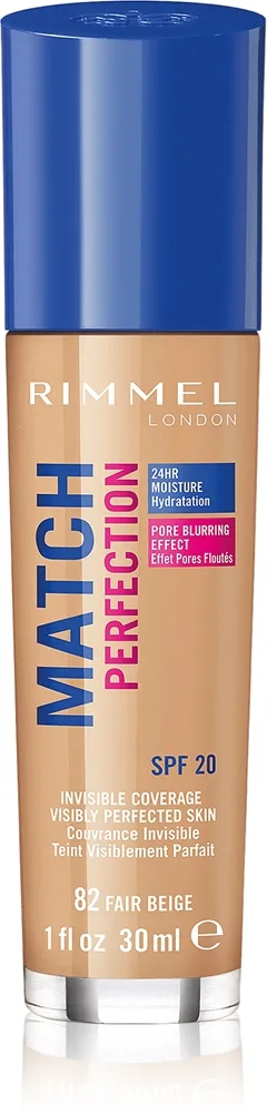 Rimmel Match Perfection nestemäinen meikkivoide SPF 20 sävy 082 Fair Beige 30 ml