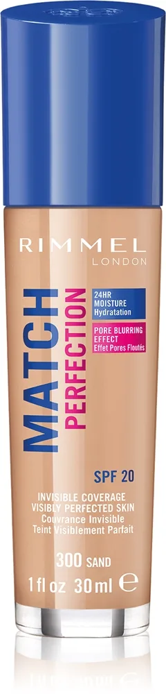 Rimmel Match Perfection nestemäinen meikkivoide SPF 20 sävy 300 Sand 30 ml