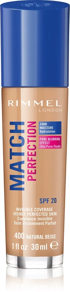 Rimmel Match Perfection nestemäinen meikkivoide SPF 20 sävy 400 Natural Beige 30 ml