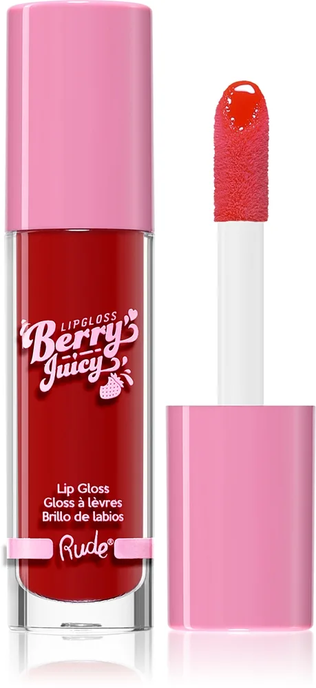 Rude Cosmetics Berry Juicy kosteuttava huulikiilto sävy Coral Kiss 4 g