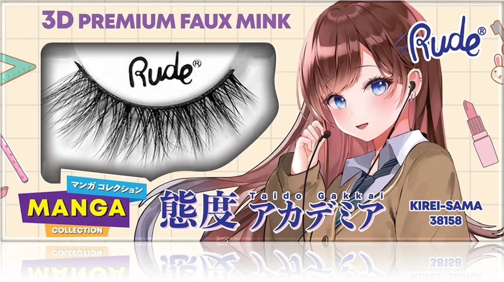 Rude Cosmetics Manga Collection 3D Premium Faux Mink tekoripset tyyppi Kirei-Sama 2 kpl
