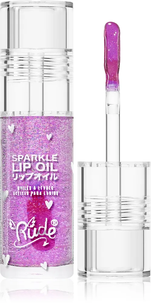 Rude Cosmetics Manga Collection Sparkle Lip Oil sävyttävä huuliöljy kosteuttava vaikutus sävy Grape 4 g