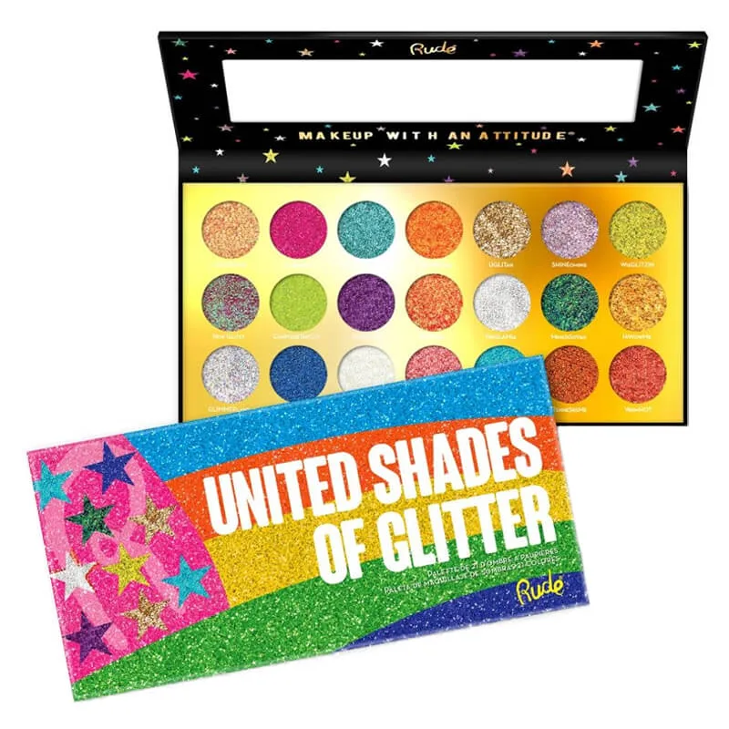 Rude Cosmetics United Shades of Glitter 21 Pressed Glitter Palette (U) 23 g