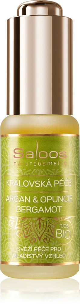 Saloos Bio King's Care Argan & Opuntia & Bergamot Nærende ansigtsolie Plejer huden mod de første alderstegn 20 ml