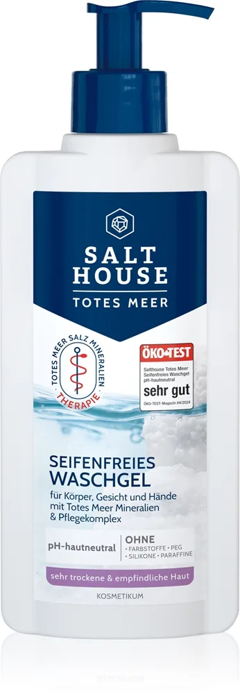 Salt House Dead Sea Therapy Soap-free Washing Gel saippuaton puhdistusgeeli vartalolle, kasvoille ja käsille jojobaöljyä ja ureaa sisältävä 250 ml