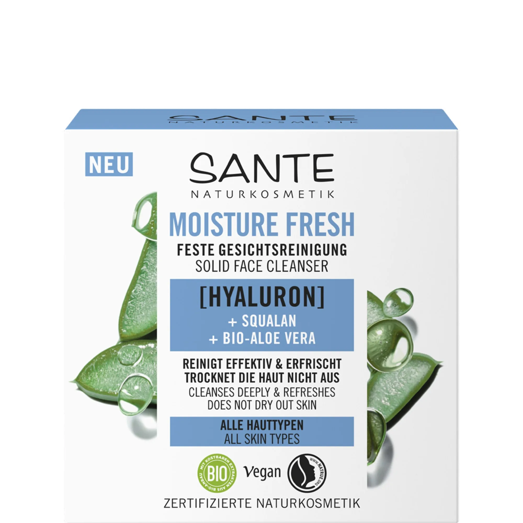 Sante Moisture fresh Fast rengöringskräm för ansiktet med hyaluron, skvalan och ekologisk aloe vera Rengöringskräm