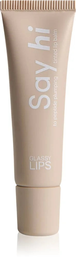 Say Hi Glassy Lips Tonad läppbalsam med peptider Skugga Nude 10 ml