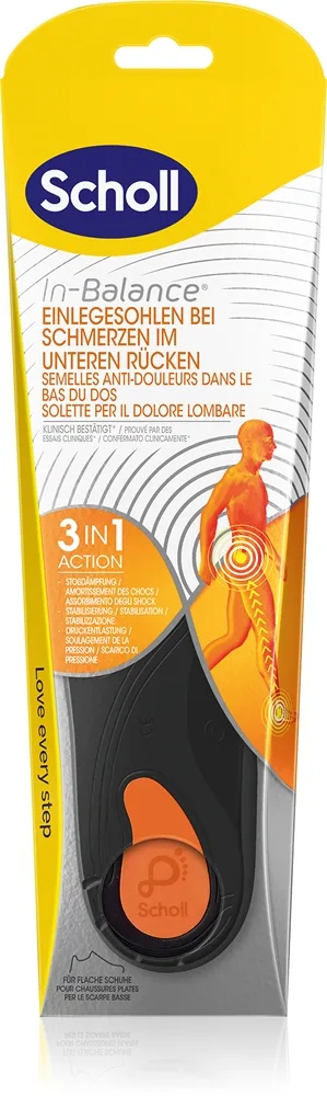 Scholl In-Balance Lower Back kengänpohjalliset kantapäille koko Medium 1 pari