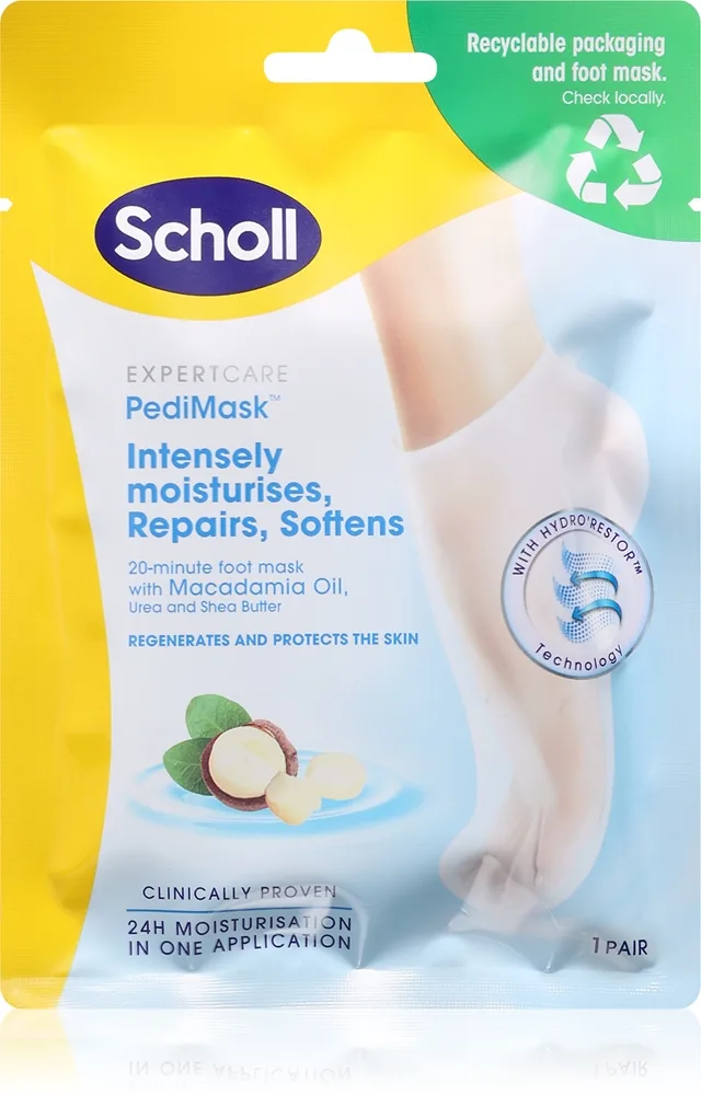 Scholl Pedimask™ Macadamia Oil tiefenwirksame nährende Maske für Füssen 1 St.