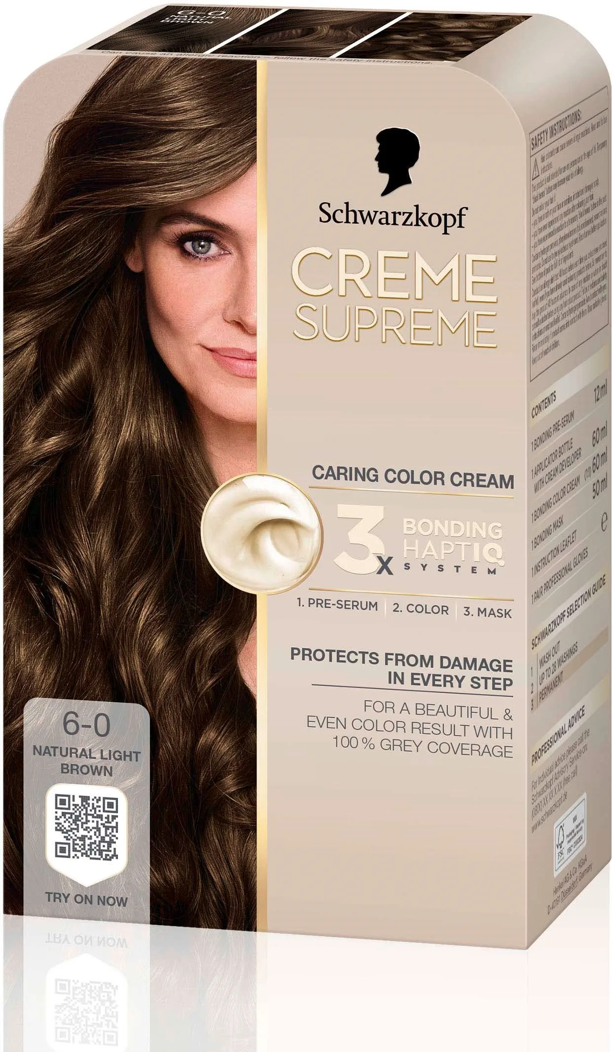 Schwarzkopf Creme Supreme 6-0 Natural Light Brown - 1 pcs