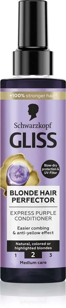Schwarzkopf Gliss Blonde Hair Perfector Leave-in balsam til at neutralisere gule toner 200 ml