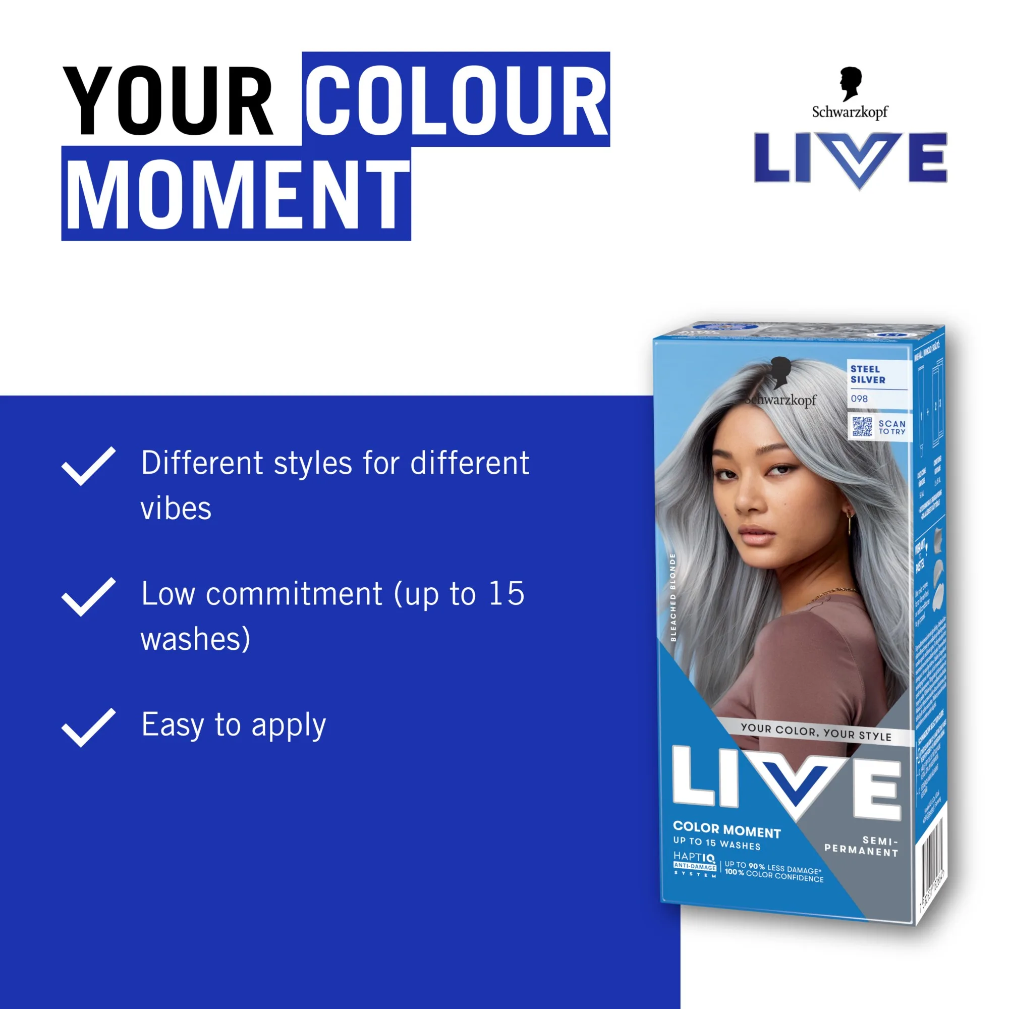 Schwarzkopf LIVE Color Moment 98 Steel Silver