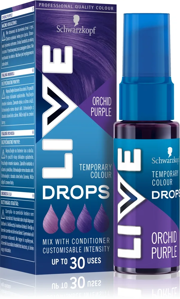 Schwarzkopf LIVE Drops poispestävä hiusväri sävy Orchid Purple 30 ml