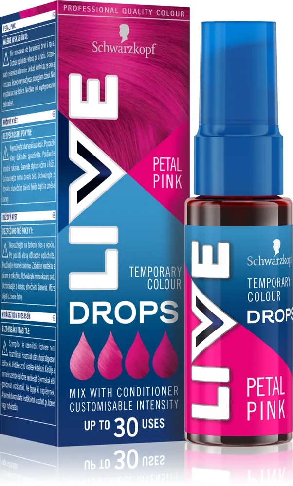 Schwarzkopf LIVE Drops poispestävä hiusväri sävy Petal Pink 30 ml