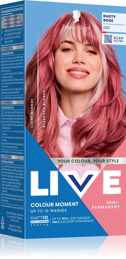 Schwarzkopf LIVE Ultra Brights or Pastel semi-permanent hårfärg Skugga 025 Dusty Rose 1 st.