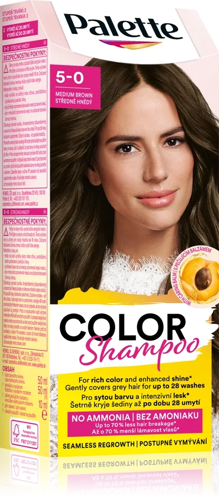 Schwarzkopf Palette Color Shampoo sävyttävä shampoo sävy 5-0 Medium Brown 50 ml